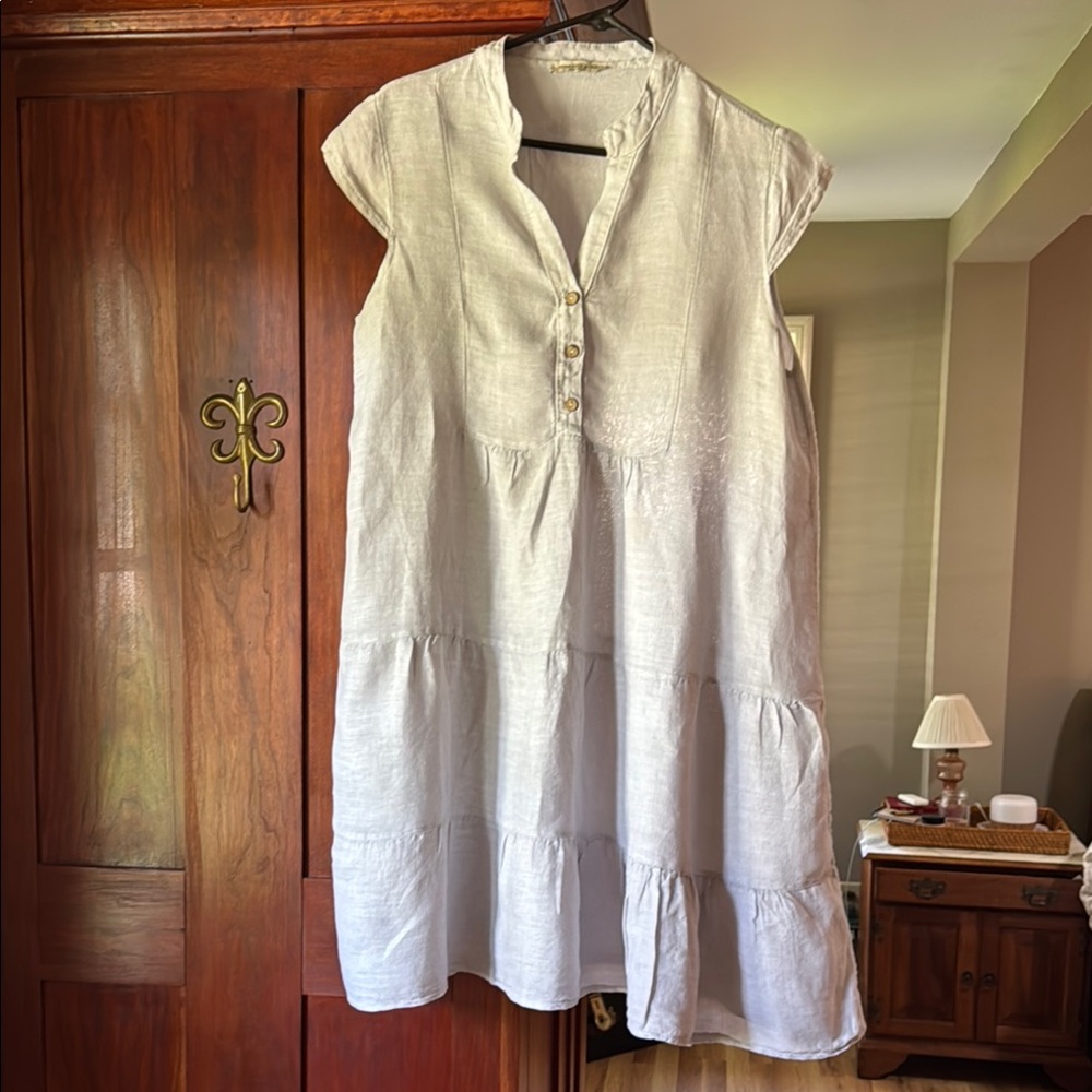 Elegant White Linen Dress